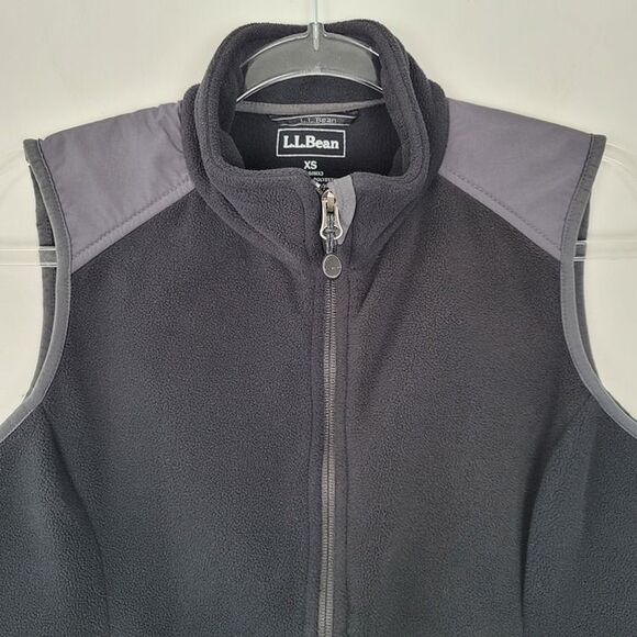 L.L. Bean Size XS Polartec Vest Stretch Fleece Zip Pockets Black Gray - Picture 3 of 12